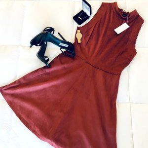 Dark Burgundy Suede Derek Heart Dress
